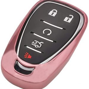 Pink TPU Key Fob Cover Case Remote Holder Skin Protector Jacket for Chevrolet 2017 2018 2019 Chevy Malibu Camaro Cruze Traverse Sonic Volt Bolt Equinox