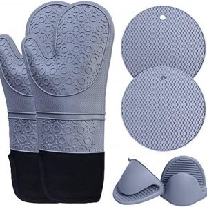Silicone Oven Mitt And Pot Holder Set