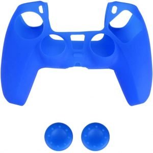 Yuhoo Gamepad Grips Gaming Silicone with Joystick Caps Dustproof Skin Case Anti-Slip Controller Soft Scratch Resistant Accessories Protection for Sony PS5(Blue)