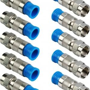 10 Pcs F-Type Compression Connector Male Plug RG6 Quad Shield Coax Cable Blue