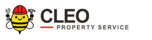 Cleo Property Service bee logo with wrench and hammer