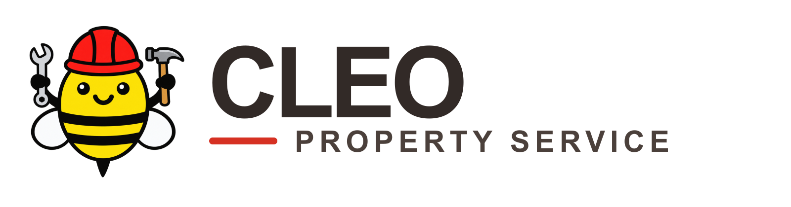 Cleo Property Service bee logo with wrench and hammer