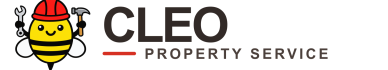 Cleo Property Service bee logo with wrench and hammer